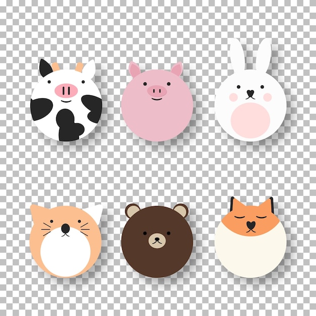 Cartoon cute farm animal collection. animals pattern isolated
vector illustration. comic character. funny baby set.