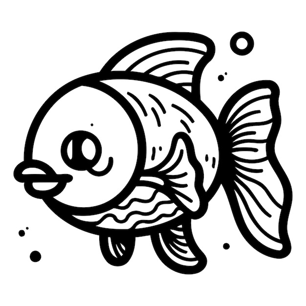 卡通可愛的魚 矢量插圖 隔離在白色背景上
