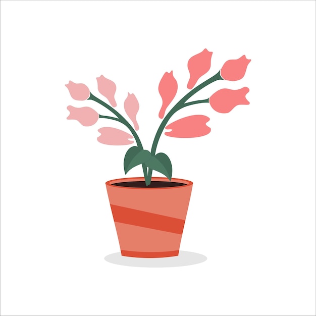 Cartoon cute flower in flower pot Vector illustration