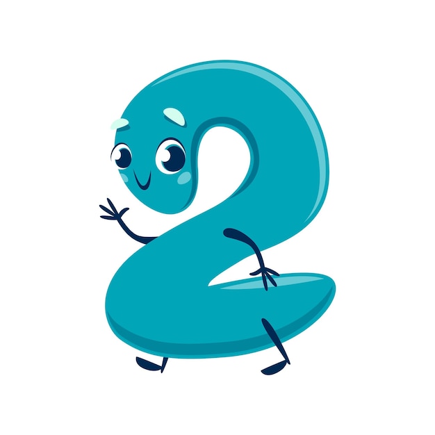 Cartoon cute funny number two vector character