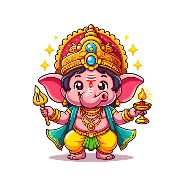Vector cartoon cute ganeshji vector illustration
