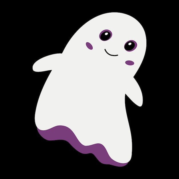 Cartoon cute ghost Smiling Halloween spirit with blush on cheeks