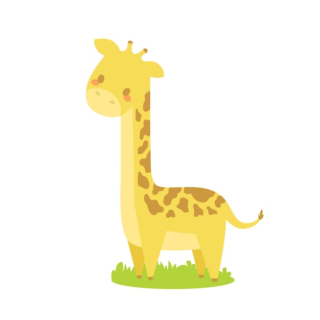 Cartoon cute giraffe in flat style