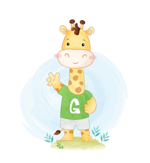 cartoon cute giraffe watercolors