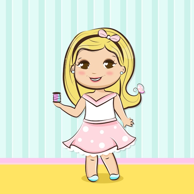 Vector cartoon cute girl blonder illustration premium vector