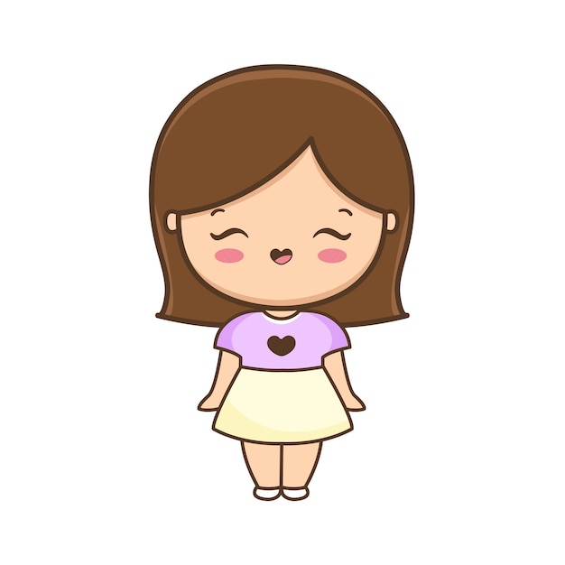 Cartoon cute girl illustration premium vector