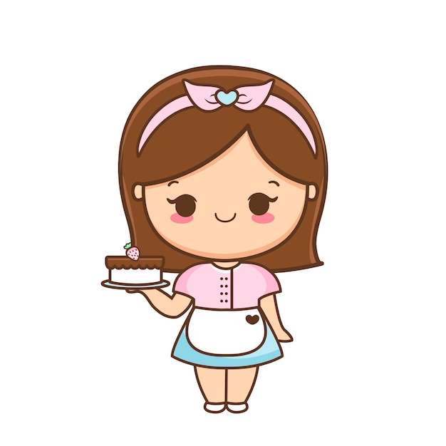 Cartoon cute girl illustration premium vector