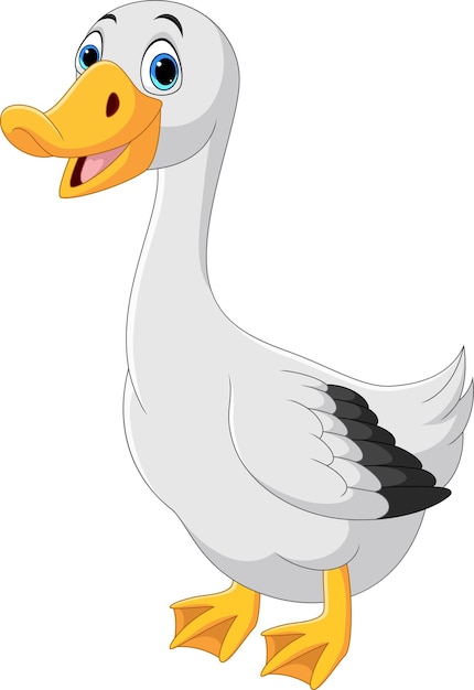 Vector cartoon cute goose on white background