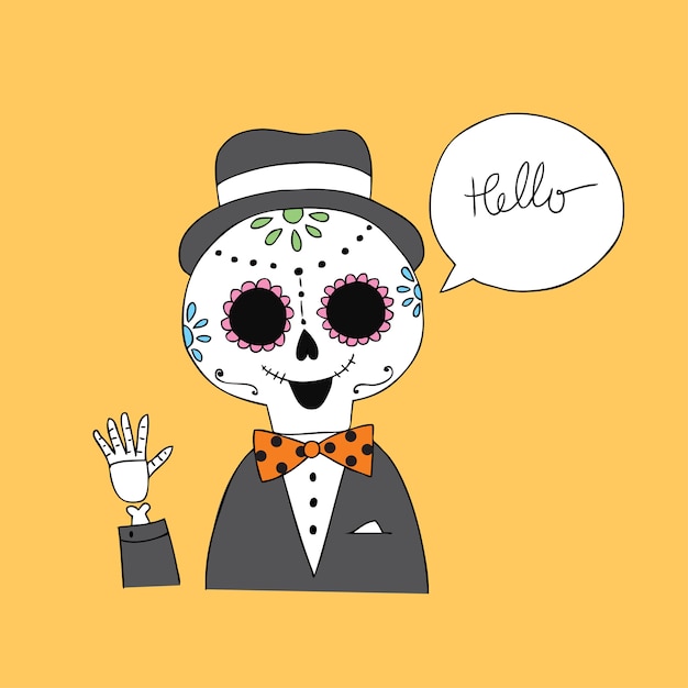 Cartoon cute halloween skull vector.