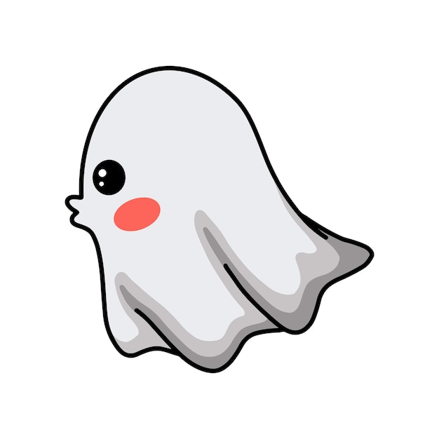 Vector cartoon cute halloween white ghost