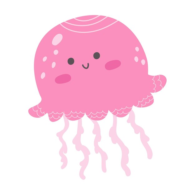 Premium Vector | Cartoon cute jellyfish with smile