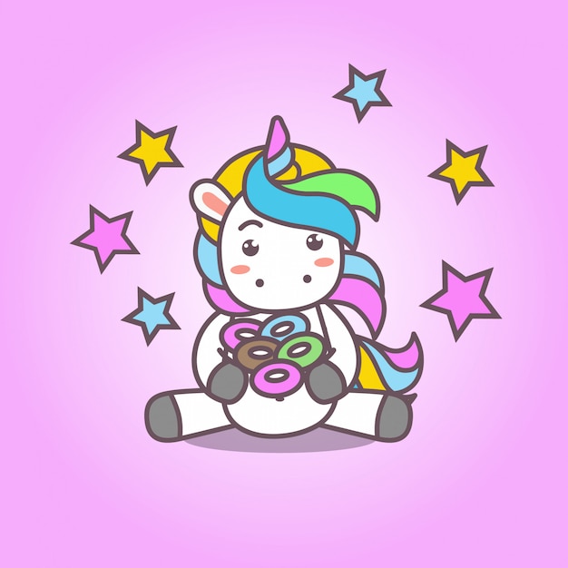 Cartoon_cute kawaii unicorn e dessert