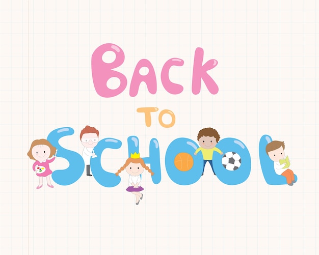 Cartoon cute kids back to school vector