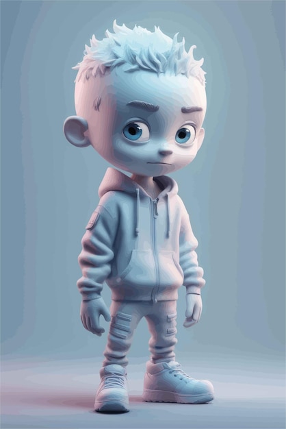 Vector cartoon cute little boy in a hoodiecartoon cute little boy in a hoodiecartoon boy with a white swe