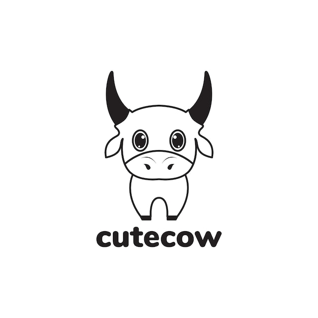 Cartoon cute little cow logo design vector graphic symbol icon sign illustration creative idea