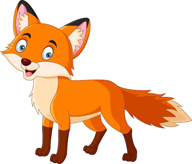 Vector cartoon cute little fox on white background