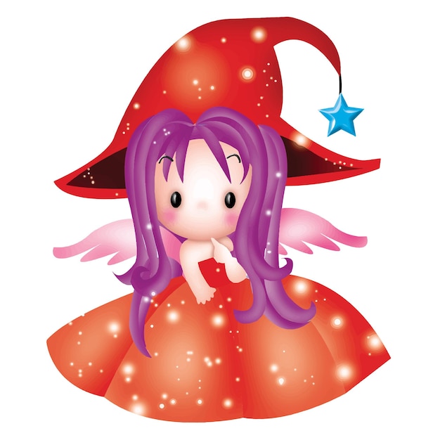 漫画かわいい女の子天使キャラクター感情イラストクリップアート描画カワイイアニメ プレミアムベクター