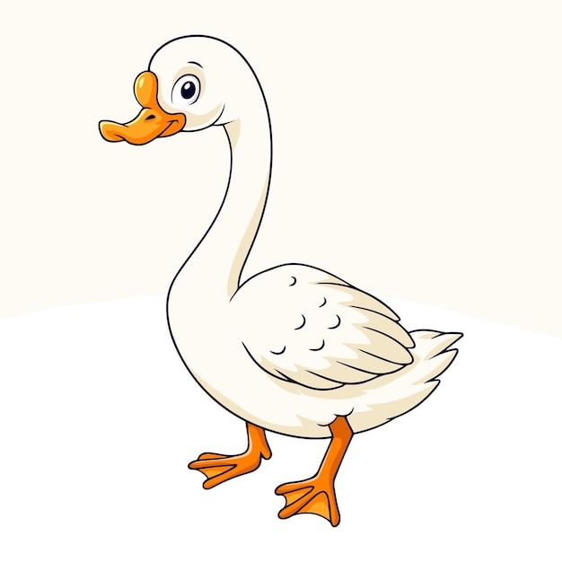 Cartoon cute little goose on white background