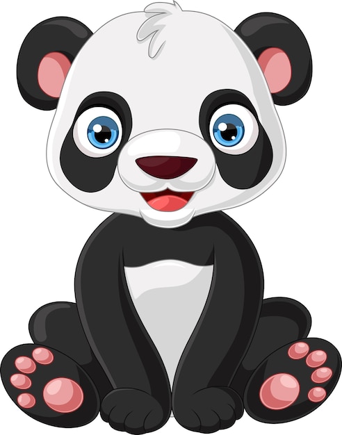 Cartone animato carino panda seduto