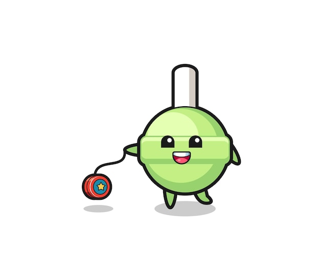 Premium Vector  Cartoon of cute lollipop playing a yoyo , cute design