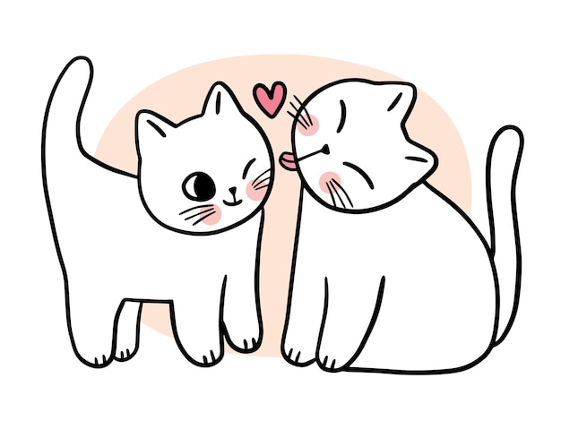 Cartoon cute lover cats vector.