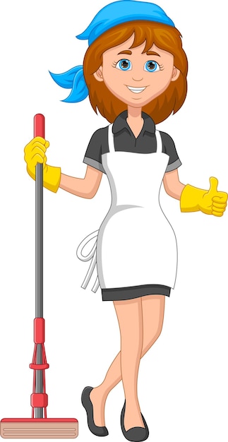 Vector cartoon cute maid thumbs up