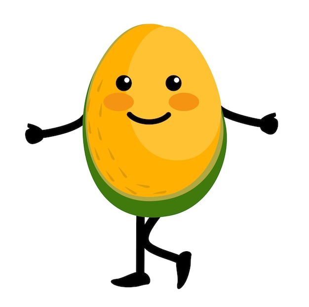 Cartoon cute mango character design mango icon Happy mango fruit with cute kawaii face