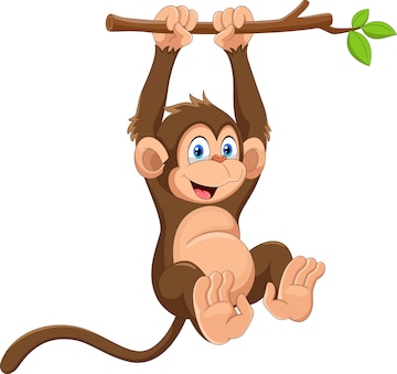 Premium Vector | Cartoon cute monkey hanging on tree branch