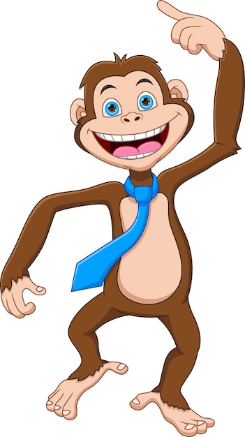 cartoon cute monkey wearing tie