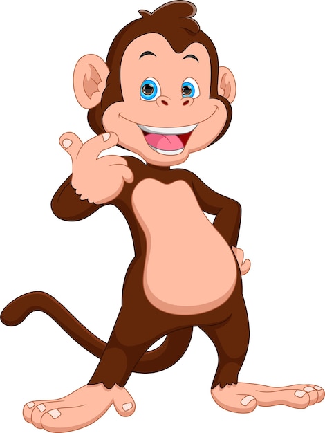 cartoon cute monkey with love sign