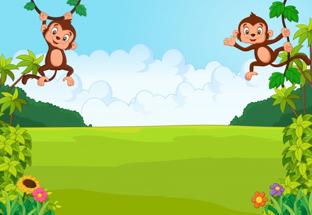 Vector cartoon cute monkey