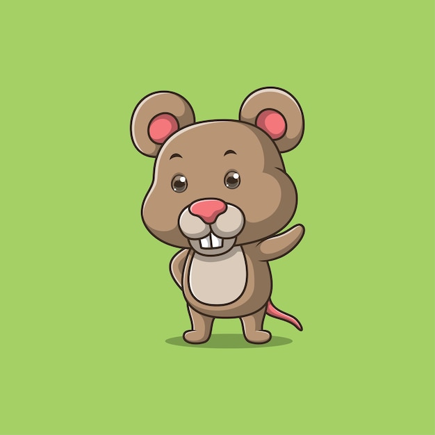 Cartoon cute mouse waving hand