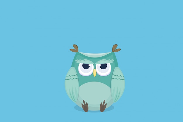 Vector cartoon cute owl is under stress