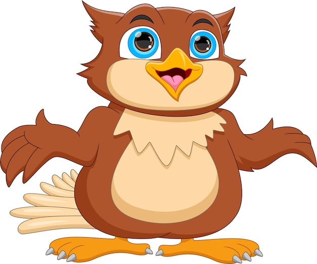 cartoon cute owl on white background