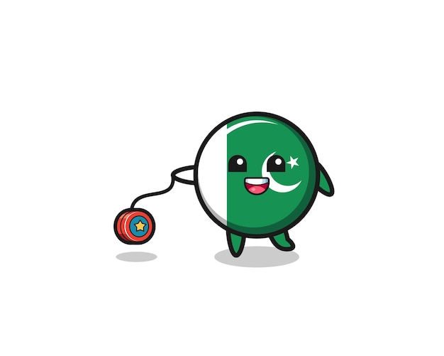 cartoon of cute pakistan flag playing a yoyo
