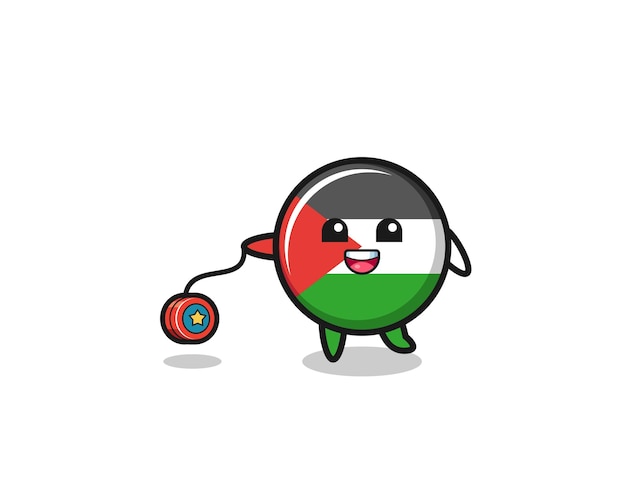 Cartoon of cute palestine flag playing a yoyo