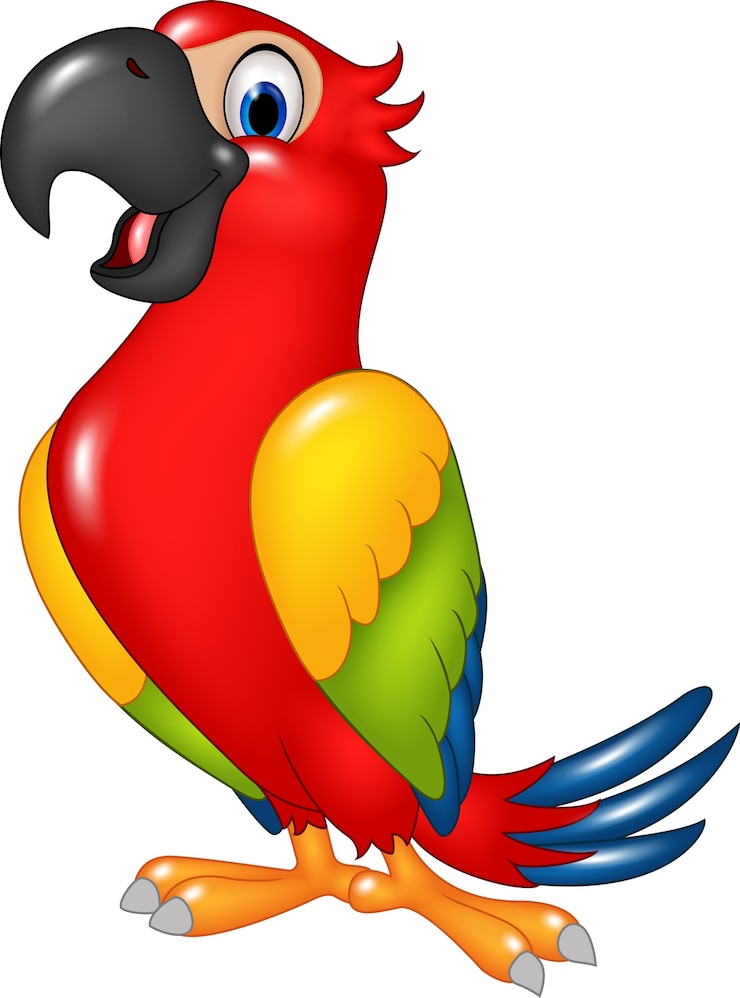 Vector cartoon cute parrot 