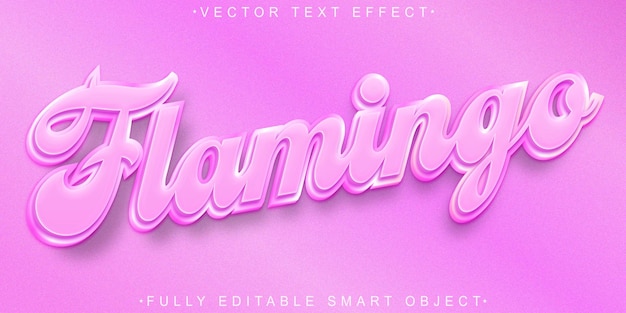 Cartoon Cute Pink Flamingo Vector Volledig bewerkbaar Smart Object Text Effect