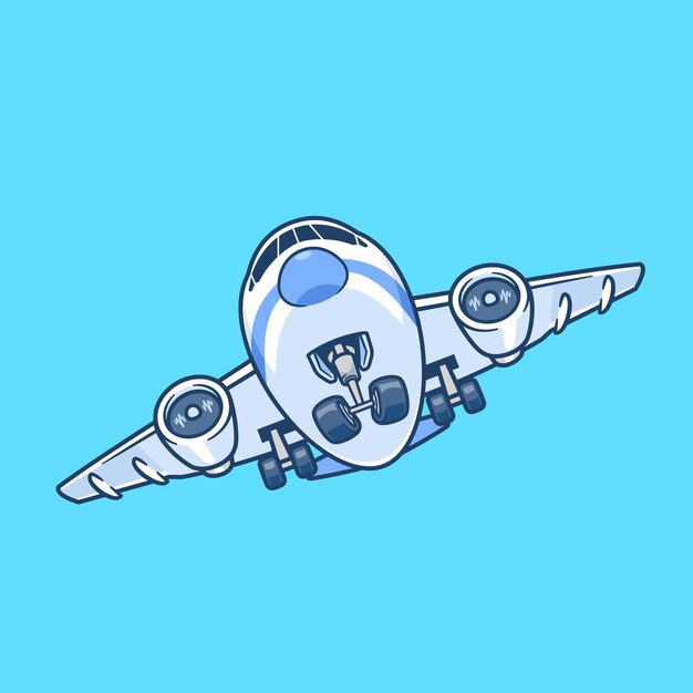 Vector cartoon cute plane flying take off illustration