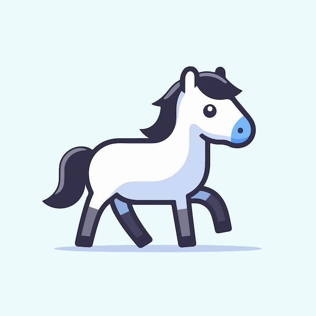 cartoon of a cute pony pet in flat design style