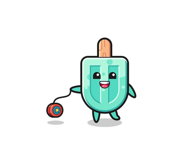 Cartoon of cute popsicles playing a yoyo