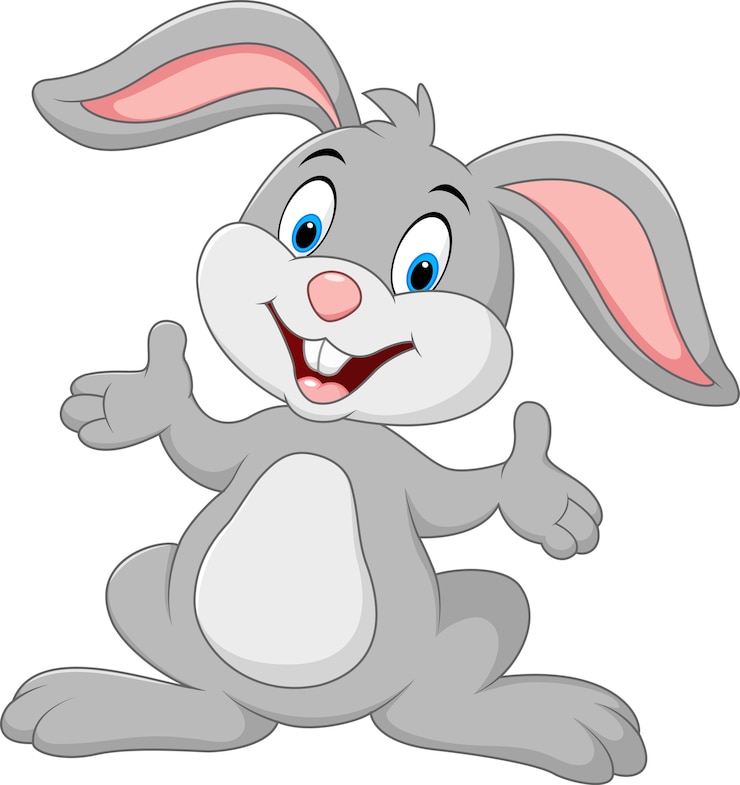 Vector cartoon cute rabbit posing