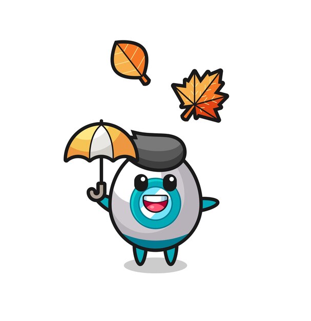 Cartoon of the cute rocket holding an umbrella in autumn , cute style design for t shirt, sticker, logo element