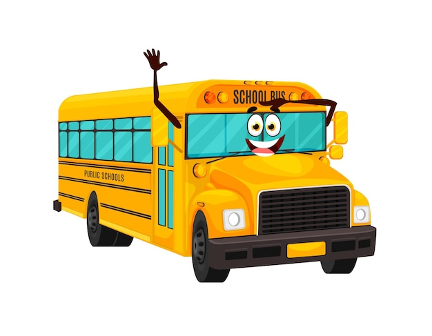 Vector cartoon cute school bus character transportation