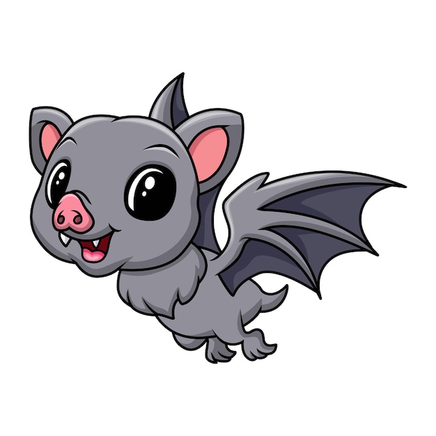 Vector cartoon cute small bat flying