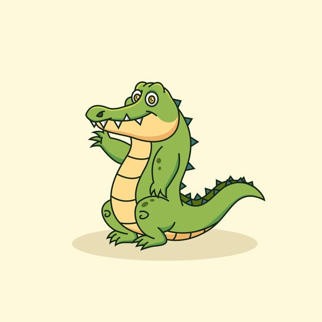 漫画かわいい笑顔のcrocodileAnimalベクトルイラスト