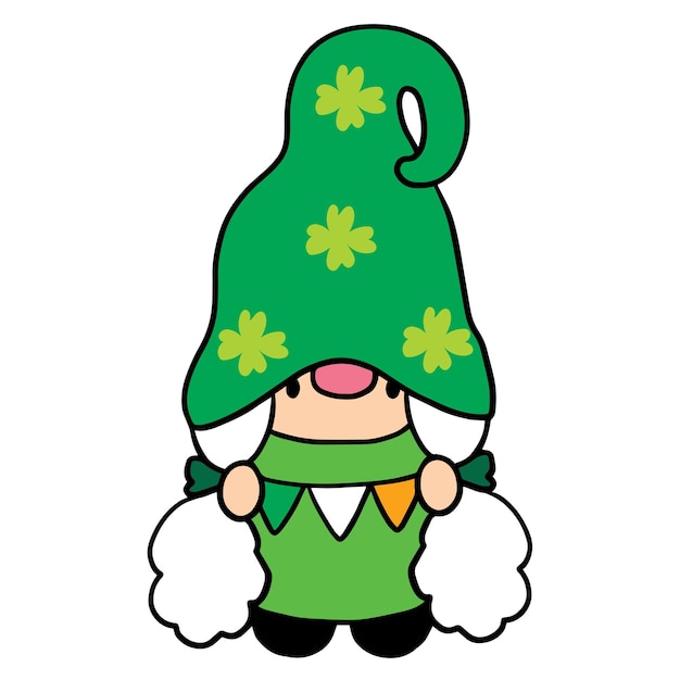Cartoon cute St patrick's day Gnome character vector.