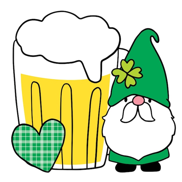 Cartoon cute st patrick's day gnome character vector.