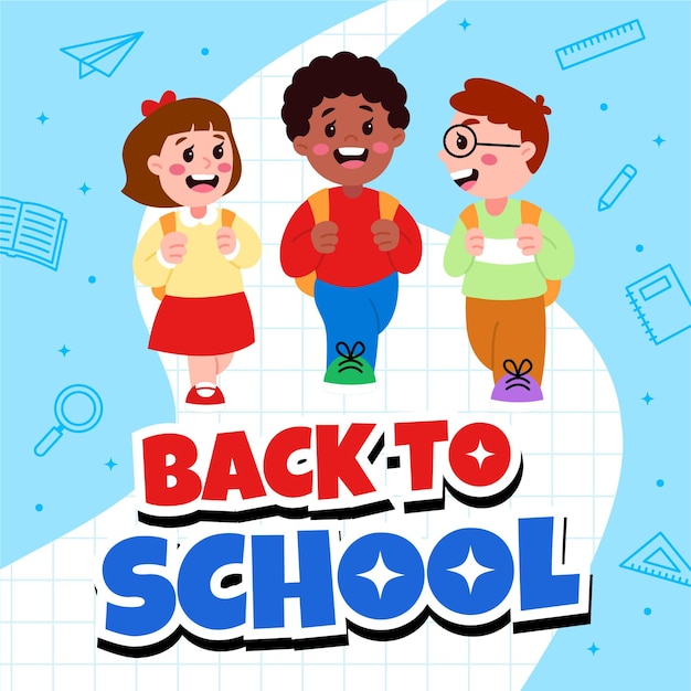 Cartoon cute student back to school post