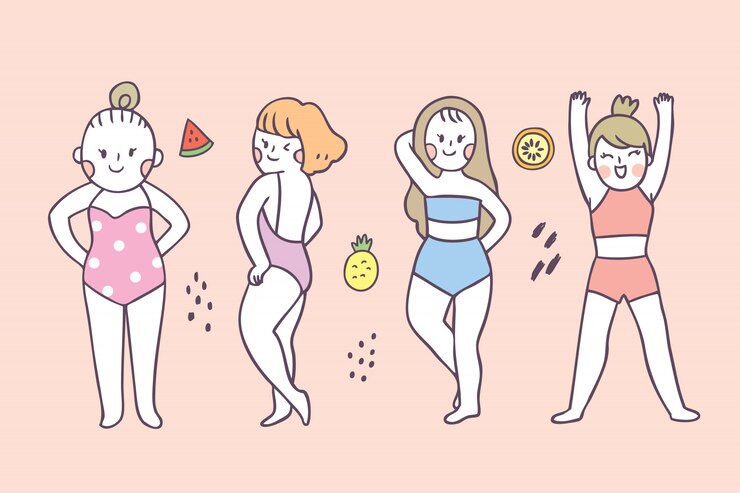 Vector 만화 귀여운 여름 행동 여자